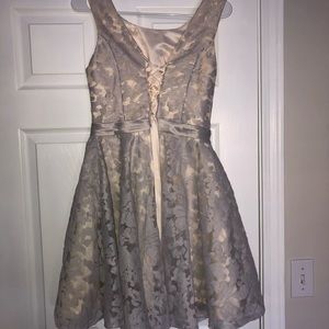Size 2, Cream/Gray Laced Dress